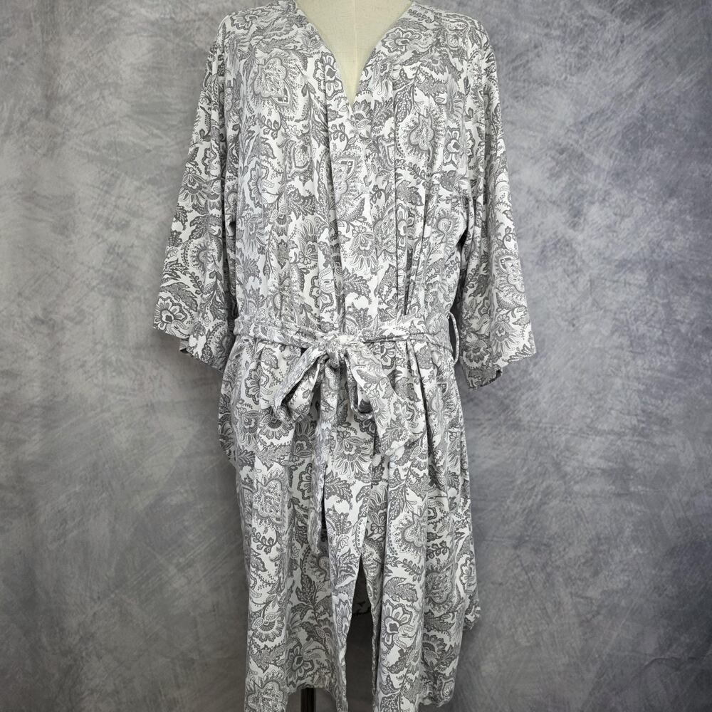 Vera Bradley Robe Womens L XL Paisley Kimono Belted Pockets Soft Plush Bathrobe